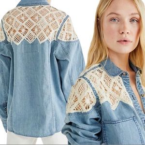 Free People Denim Fields Button-Down Shirt
